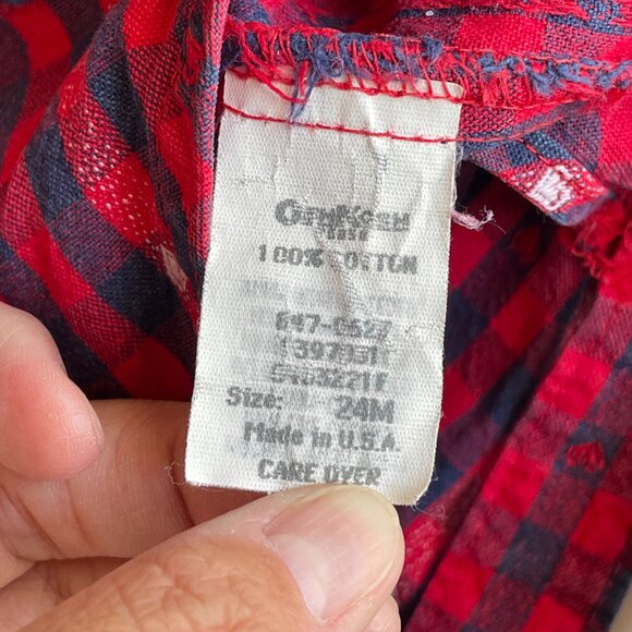VINTAGE RARE 1980s OshKosh B'gosh Baby Toddler Blue Red Heart Plaid Overalls - Picture 8 of 9